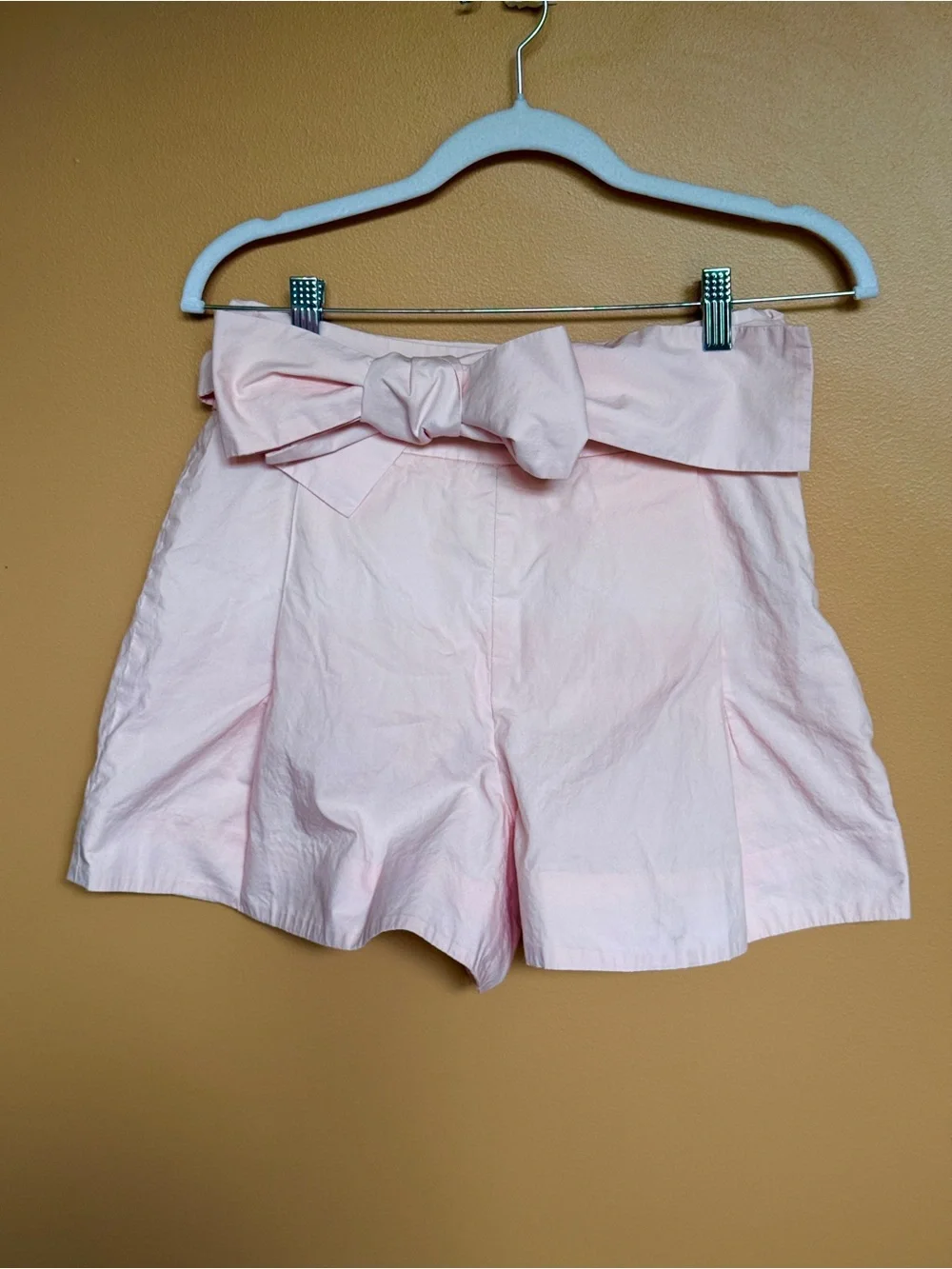 J. Crew Light Pink High-Waist Bow Tie Shorts 100% Cotton Lined